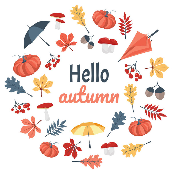 autumn sale banner design with colorful leaves and fall trees vector - Vector, Image