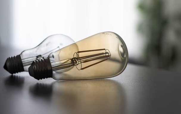 Realistic photo image of light bulbs. isolated bulbs, fluorescent bulbs, orange old generation bulb, Tungsten bulb, and white energy saving bulb. - Photo, Image