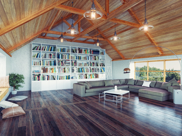 moderner Dachboden  - Foto, Bild