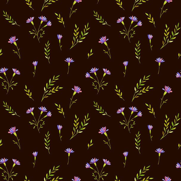 Patrón floral vintage, acuarela lila y flores violetas para tela, estampado. - Foto, Imagen
