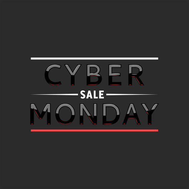 Cyber Monday sale text web ecommerce poster, creative dark background special offer promotion banner typography mockup, minimal style elegant design element. - Vector, Imagen
