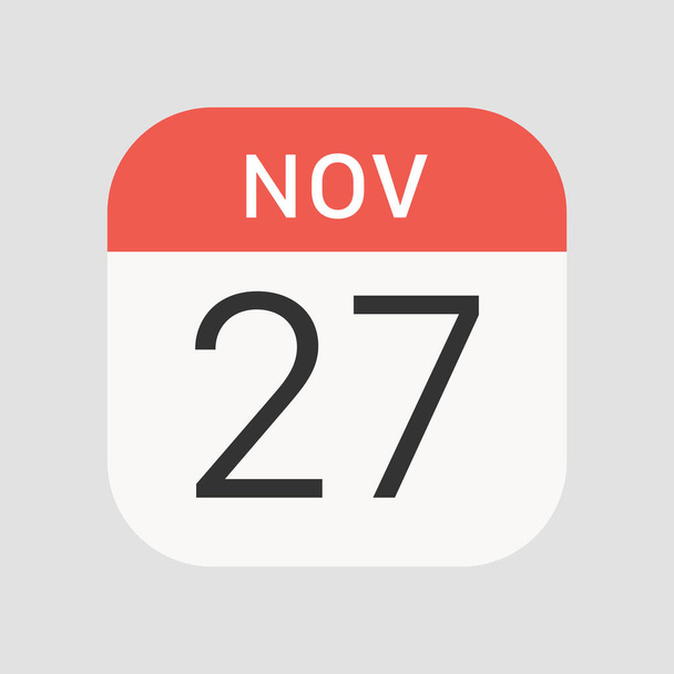 27 Νοεμβρίου εικονίδιο απομονώνεται στο παρασκήνιο. Ημερολόγιο σύμβολο σύγχρονο, απλό, διάνυσμα, εικονίδιο για το σχεδιασμό της ιστοσελίδας, κινητό app, ui. Εικονογράφηση διανύσματος - Διάνυσμα, εικόνα
