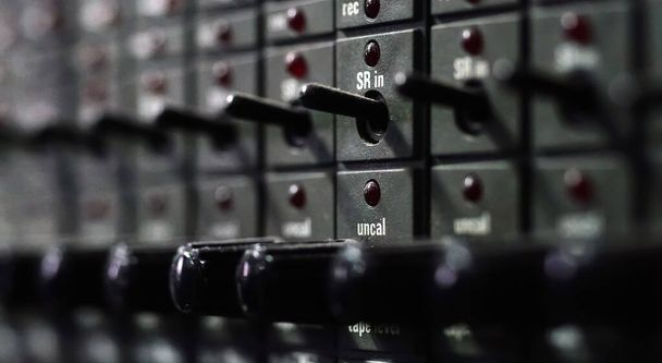 Control panel for audio recording and mixing in the studio - Фото, изображение