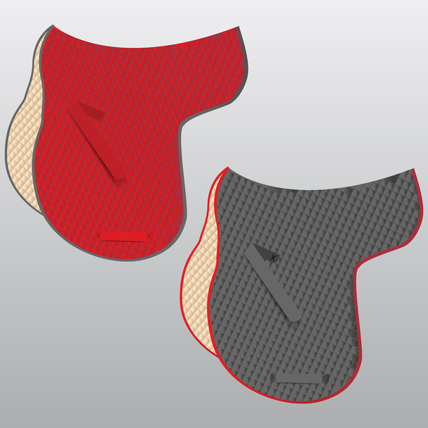 Mock ups of saddle clothes for equipment horse in red and grey colors - Wektor, obraz