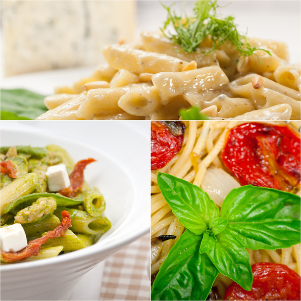 collection of different type of Italian pasta collage - Photo, Image