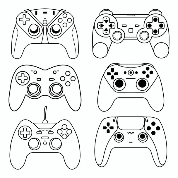 Game controller silhouette outline, Game console controllers collection set - Διάνυσμα, εικόνα