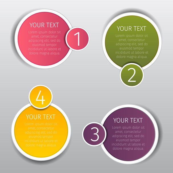 Rounds colorize info graphic web banners with step numbers - Vetor, Imagem