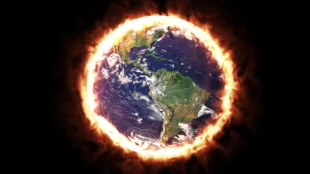calentamiento global concepto fuego que quema el mundo - Imágenes, Vídeo
