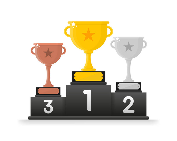 Vector Trophy Cup Flat Icon. Winners golden cup. - ベクター画像