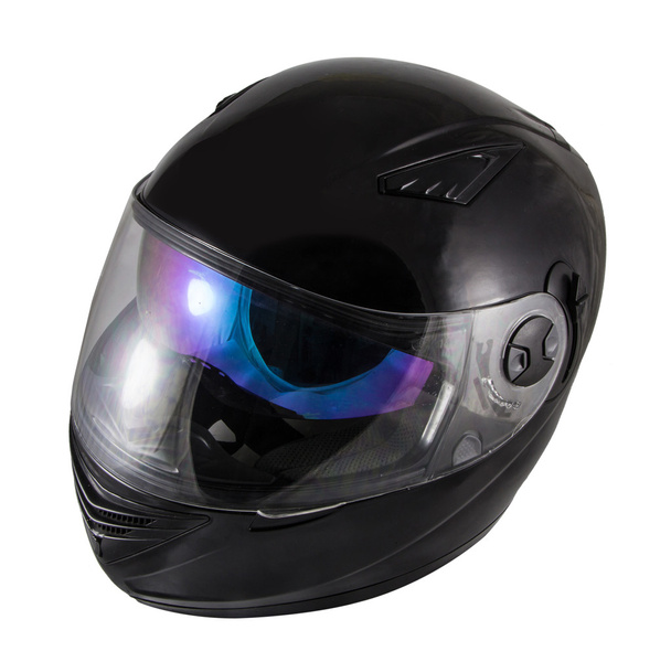 Vysoce kvalitní černý motocykl helma nad bílým pozadím - Fotografie, Obrázek