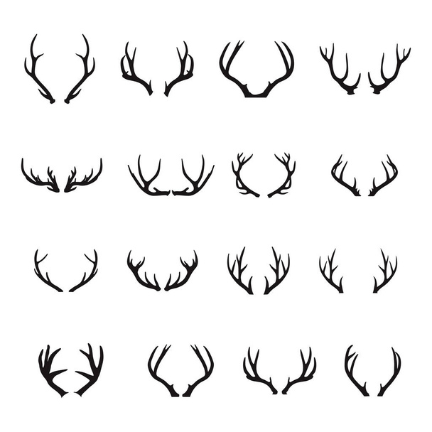 Conjunto de silueta de cuernos de ciervo, Conjunto de iconos de cuernos de ciervo - Vector, Imagen