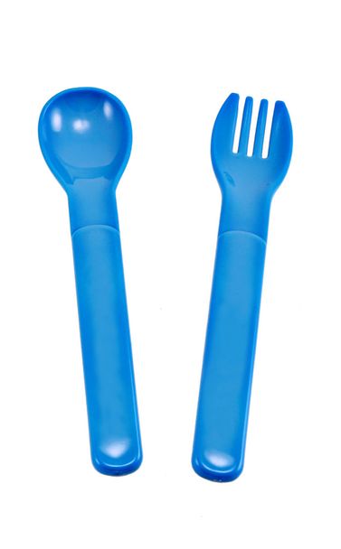 modré plastové lžíce - Fotografie, Obrázek