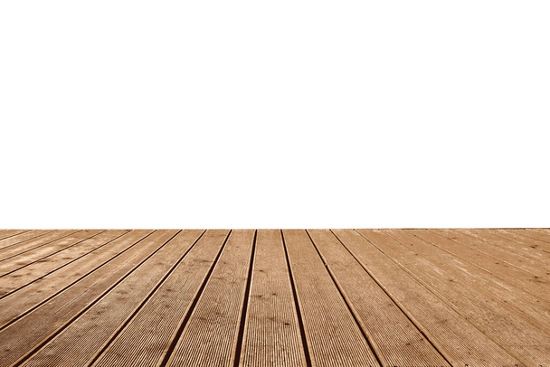 Empty wooden surface isolated on white. Mockup for design - Zdjęcie, obraz