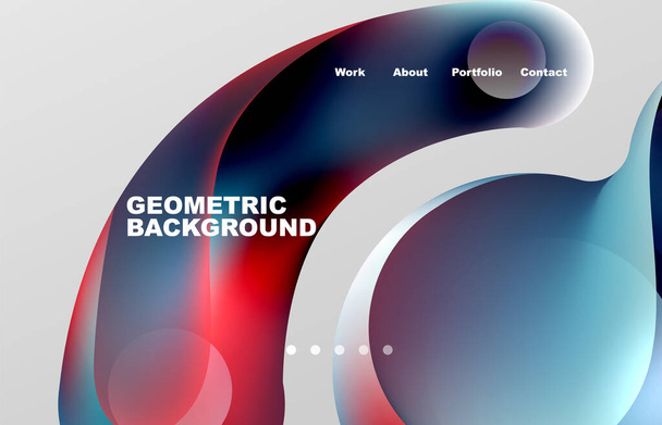 Landing page abstract liquid background. Flowing shapes, round design and circle. Web page for website or mobile app wallpaper - Vettoriali, immagini