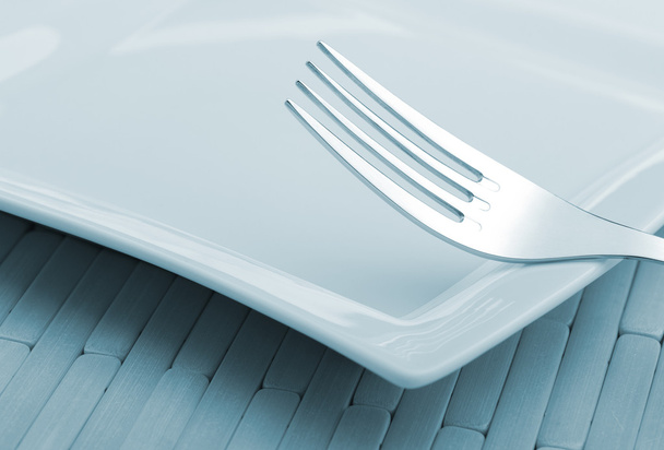 Fork laying on a plate - Photo, Image