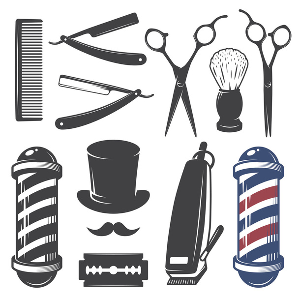 Set de elementos de peluquería vintage
. - Vector, imagen