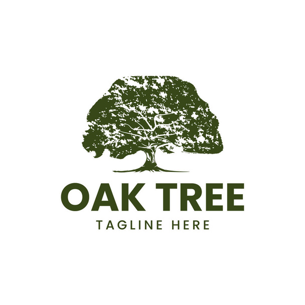 oak tree logo design silhouette vector - Vector, Image