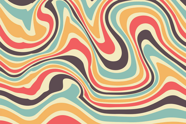 Groovy hippie 70s backgrounds with waves swirl twirl pattern - Vector, Image