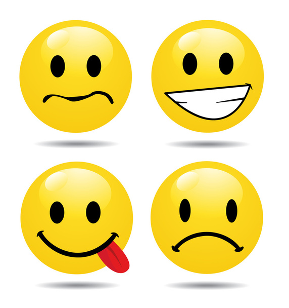 Set of characters of yellow emoticons  - Вектор,изображение