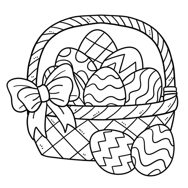  A cute and funny coloring page of an Easter Eggs Basket. Provides hours of coloring fun for children. Color, this page is very easy. Suitable for little kids and toddlers. - Vector, Image