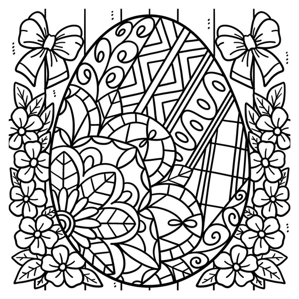 A cute and funny coloring page of an Easter Egg Mandala. Provides hours of coloring fun for children. Color, this page is very easy. Suitable for little kids and toddlers. - Vector, Image