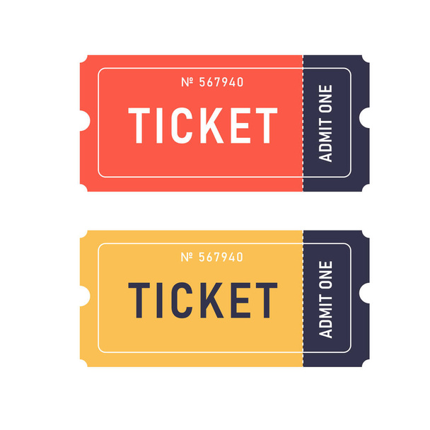 Set of ticket templates of yellow, red color - Vector, Image