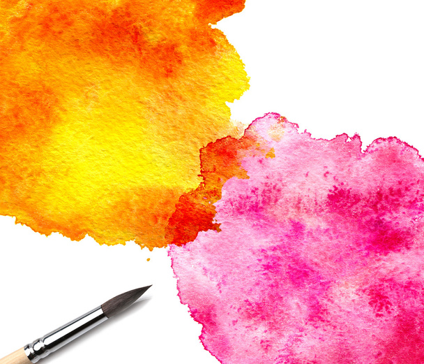 Artists brush and watercolor painted - 写真・画像