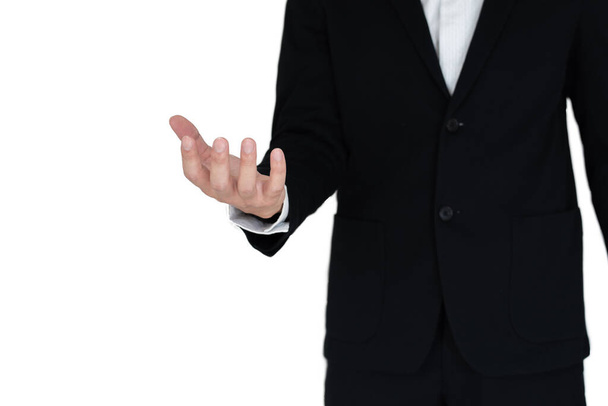 Businees man with hand action isolate on white - Photo, Image