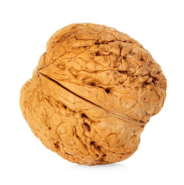 Half walnut kernel and whole walnut isolated on white background - Фото, изображение
