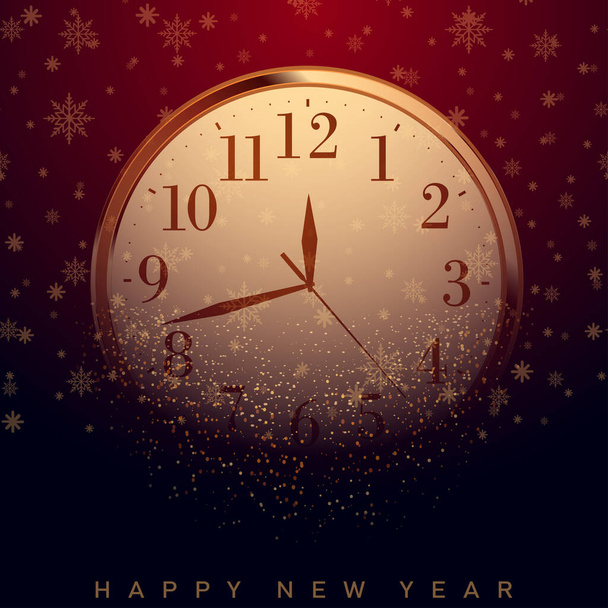 2023 Ευτυχισμένο το Νέο Έτος και Καλά Χριστούγεννα κάρτα με χρυσό ρολόι. Εικονογράφηση διανύσματος - Διάνυσμα, εικόνα