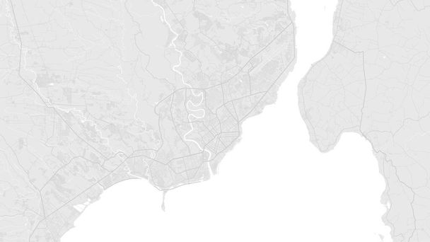 Bílá a světle šedá Dabaw městské oblasti vektorové pozadí mapa, silnice a vodní ilustrace. Širokopásmový poměr, digitální plán plochého designu. - Vektor, obrázek