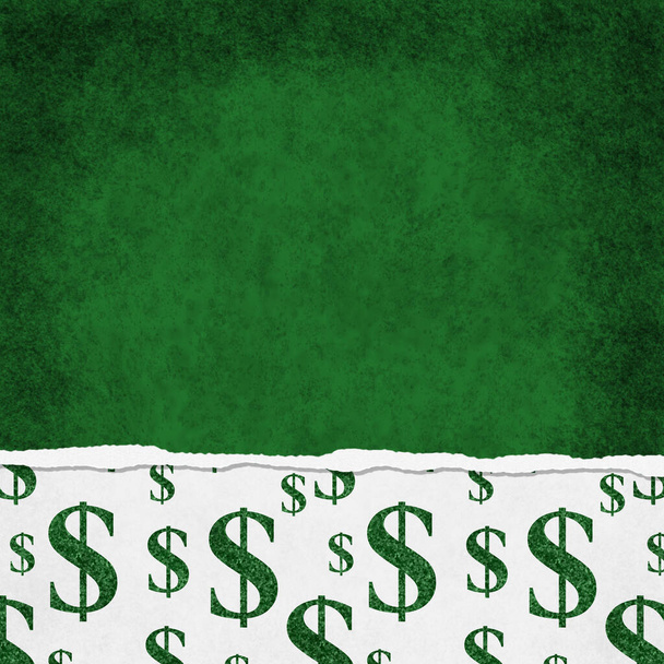 Money background with dollar sign on grunge green with rip border with copy space for your money or dollar message - Photo, Image