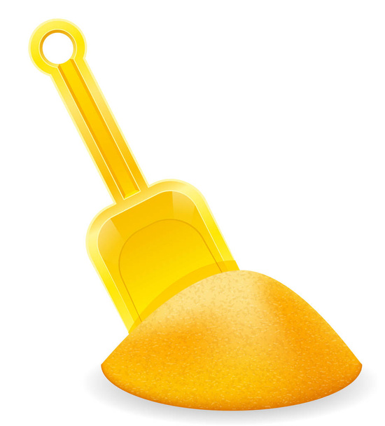 yellow beach shovel childrens toy for sand stock vector illustration isolated on white background - Вектор,изображение