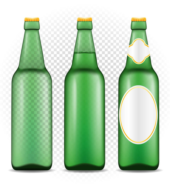 beer in bottle transparent stock vector illustration isolated on white background - Vektör, Görsel