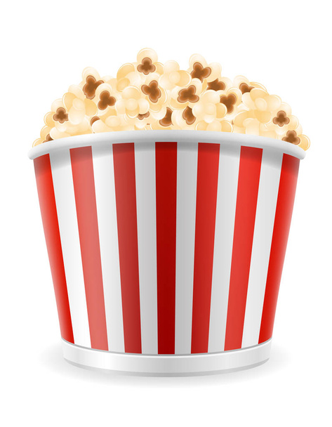 popcorn in striped cardboard package stock vector illustration isolated on white background - Vektori, kuva
