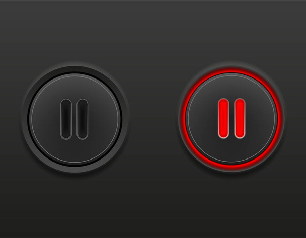 negro botón de medios de comunicación pausa encendido y apagado posición vector de la ilustración en fondo gris
 - Vector, Imagen