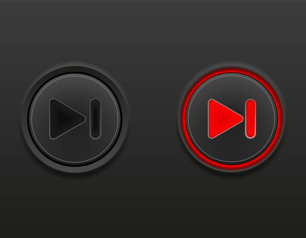 black media button rewind on and off position stock vector illustration at gray background - Vetor, Imagem