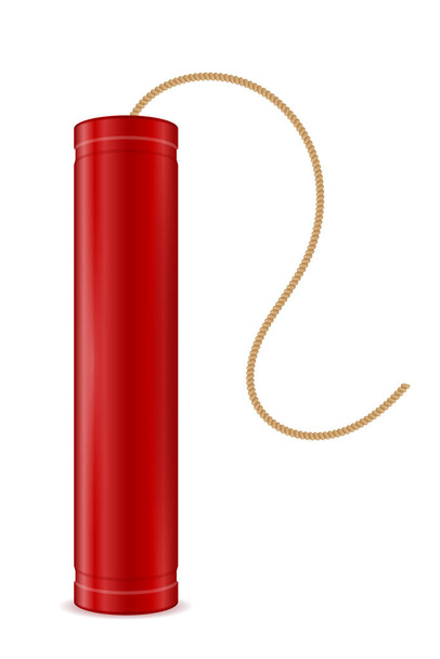 dynamite red stick with bickford fuse stock vector illustration isolated on white background - Διάνυσμα, εικόνα