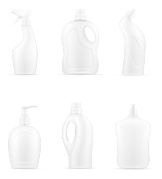 household cleaning products in a plastic bottle empty template blank stock vector illustration isolated on white background - Διάνυσμα, εικόνα