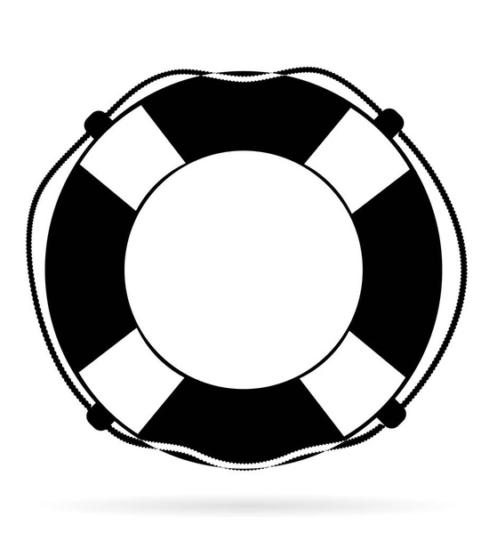 marine lifebuoy water safety black outline silhouette stock vector illustration isolated on white background - Wektor, obraz