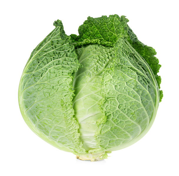 Savoy cabbage isolated on white background - Φωτογραφία, εικόνα