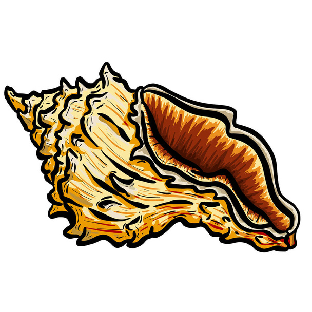 Conch Sea Snail Shell Outline Cartoon Style Logo Design in Vector - Vector, Image