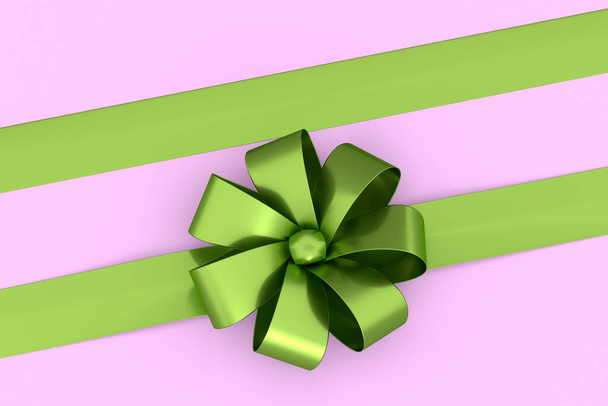 Realistic decorative bow or gift ribbon for gift box isolated on pink background. 3d render for presentation, valentine's day, christmas and birthday illustrations. - Foto, Imagen