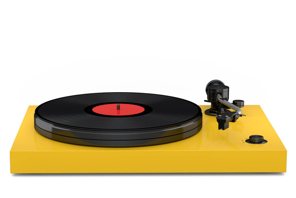 Vinyl record player or DJ turntable with retro vinyl disk on white background. 3d render of sound equipment and concept for sound entertainment. - Valokuva, kuva