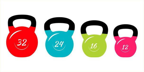Collection of classic kettlebells isolated on white background. Fitness symbol. Gym equipment.  - Photo, Image