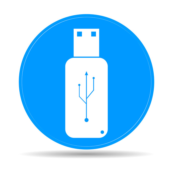 icône USB - vecteur sur un bouton plat bleu
 - Vecteur, image