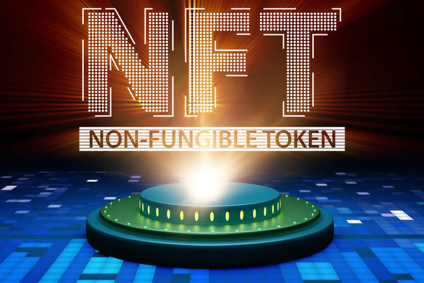 Ilustración del NFT - ficha no fungible - Foto, Imagen