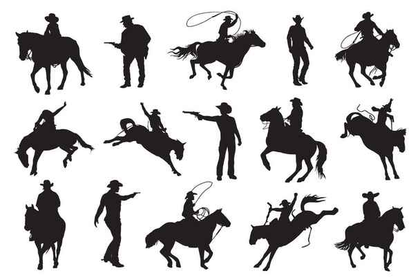 cowboy silhouette on a white background - Vector, Image