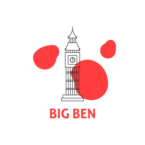 Big Ben Line koncepció. Vektor Illusztráció vázlat épület utazási építészet szimbólum. - Vektor, kép