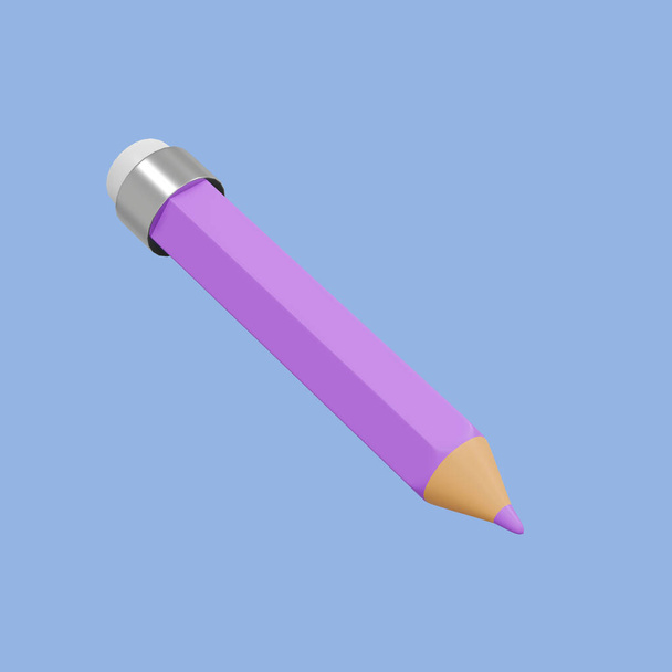 Violetti piirustus lyijykynä taiteen suunnittelu tai koulutus paperitavarat laitteiden luova väri tausta värikynä maali kirjallisesti objekti työkalu. 3D-renderointi. - Valokuva, kuva